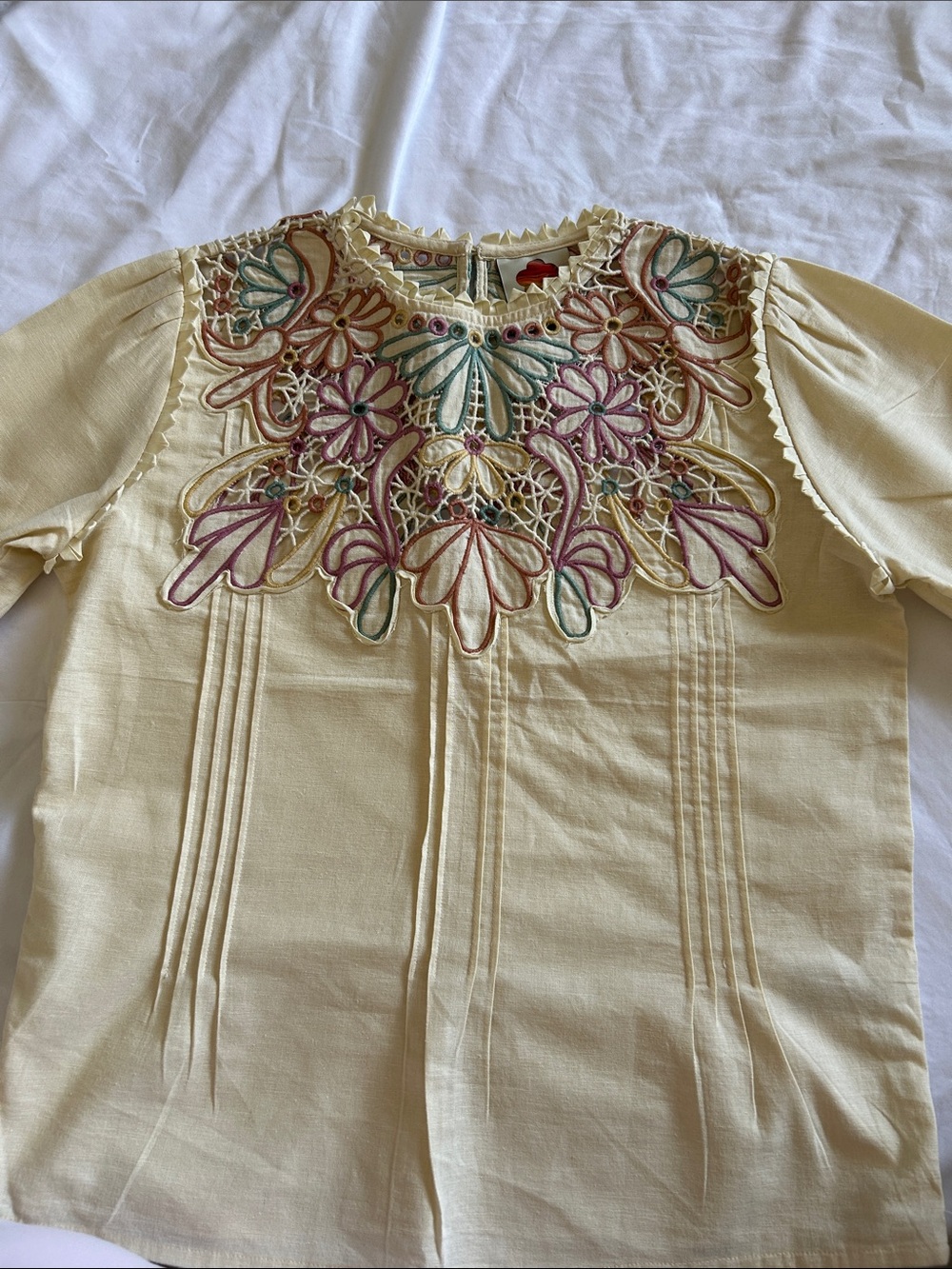FARM Rio Cream Embroidered Floral Yoke Tank Top - Picture 3 of 3